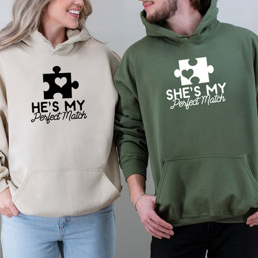 He She My Perfect Match Matching Hoodies For Couples